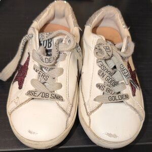 Golden Goose Kids White Sneakers with Glittery Red Star